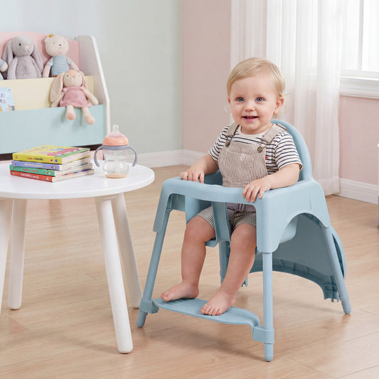 Blue 4-in-1 Convertible Baby High Chair | 2 Heights & Tray