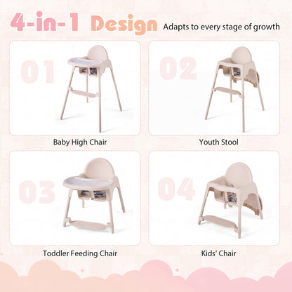 4-in-1 Convertible Baby High Chair | 2 Heights | Beige