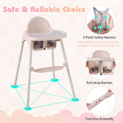 4-in-1 Convertible Baby High Chair | 2 Heights | Beige