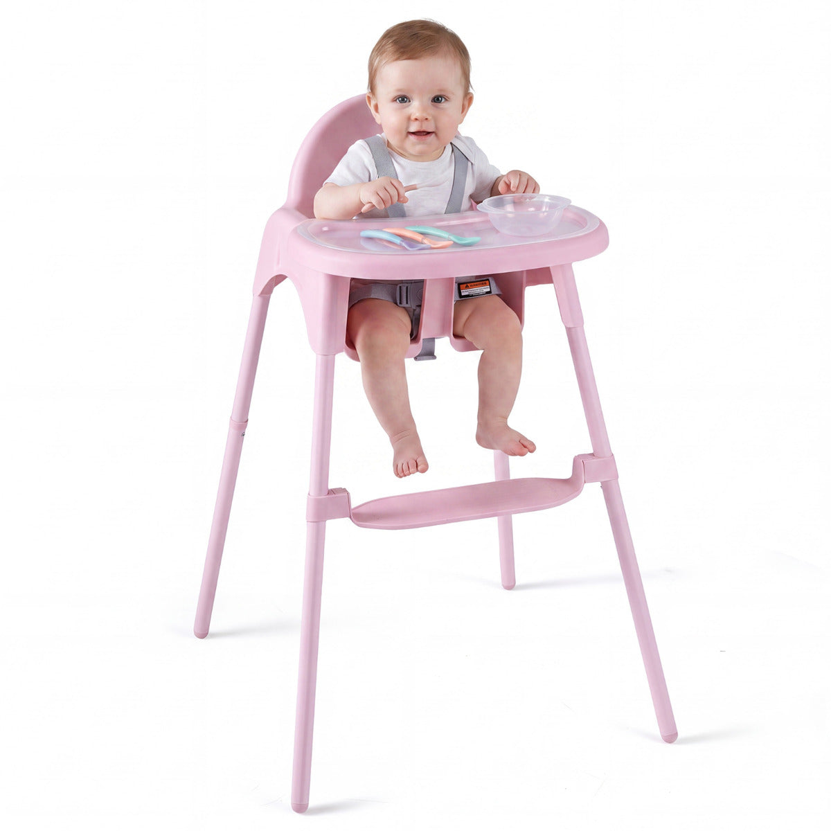 Pink 4-in-1 Convertible Baby High Chair | 2 Height Levels