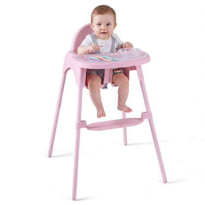 Pink 4-in-1 Convertible Baby High Chair | 2 Height Levels