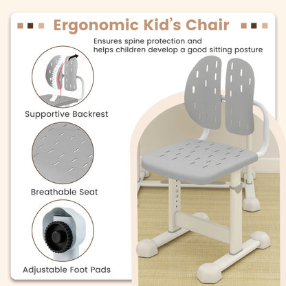 Height Adjustable Kids Desk Chair Set | Tilt Desktop Grey