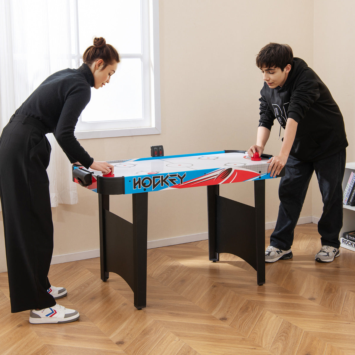 122cm Blue Air Hockey Table | LED Scoreboard & 12V Motor