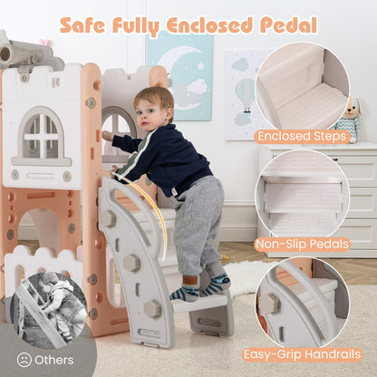 L Shaped Toddler Slide | Basketball Hoop Tunnel Climber Grey