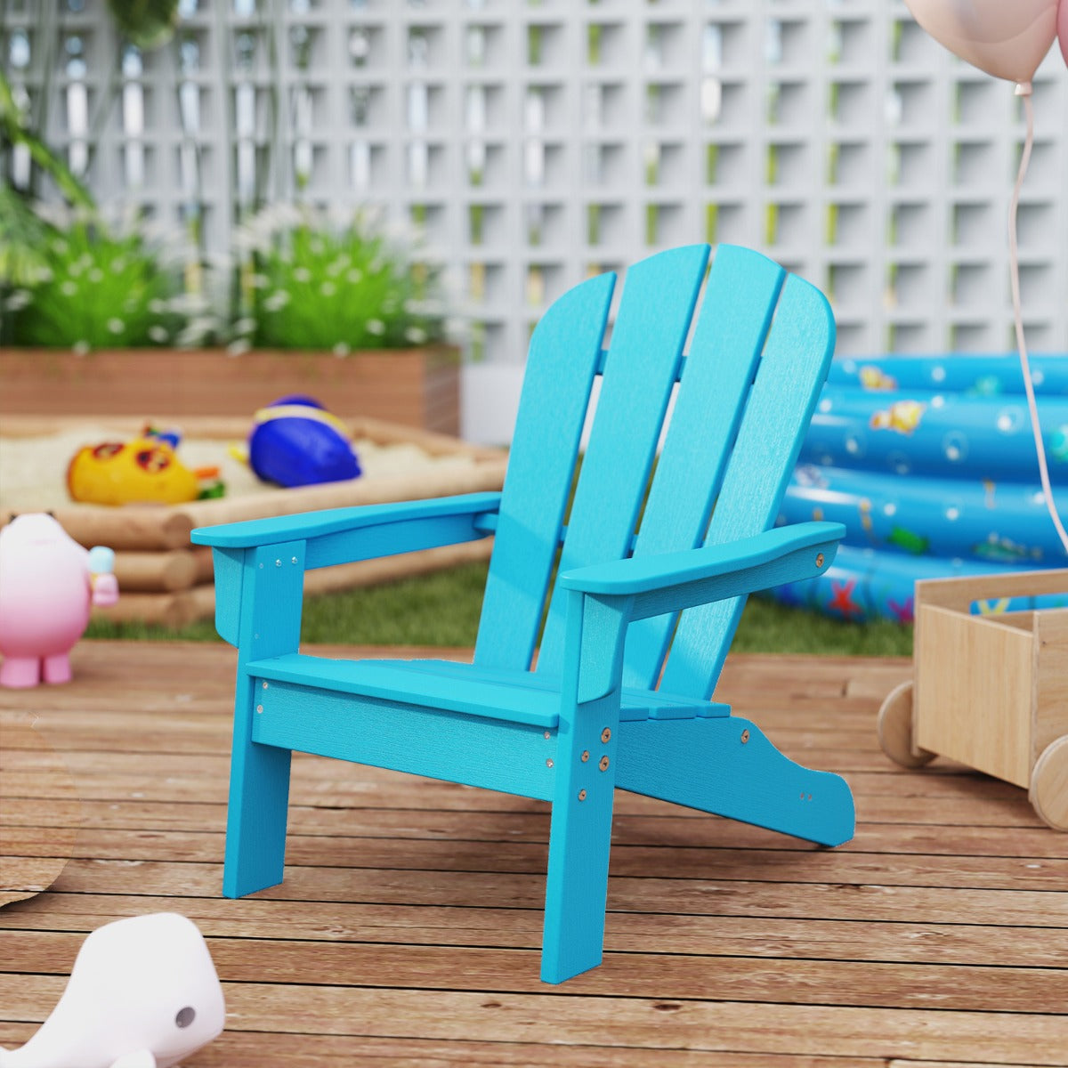  All-Weather HDPE Toddler Lawn Chair with Ergonomic Design-Turquoise