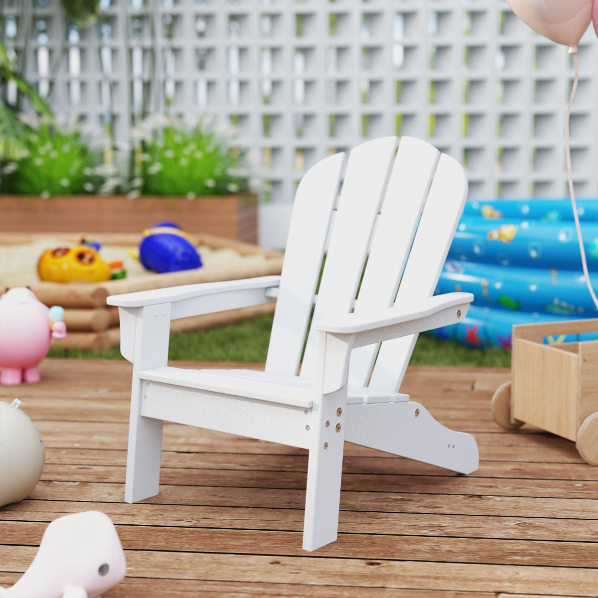  All-Weather HDPE Toddler Lawn Chair with Ergonomic Design-White