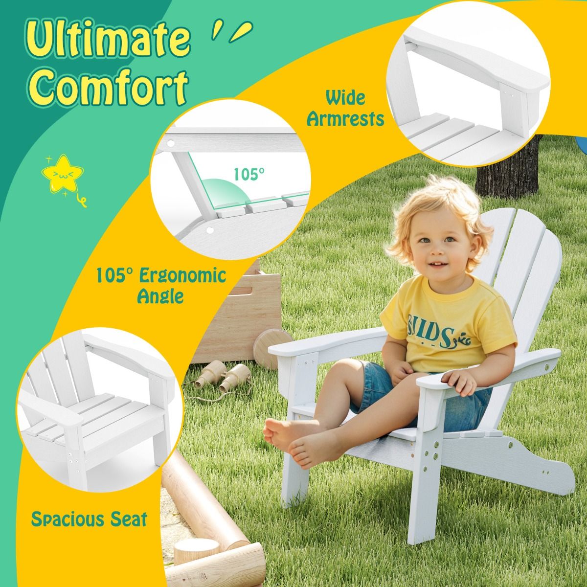 Toddler Lawn Chair | White Outdoor Seat