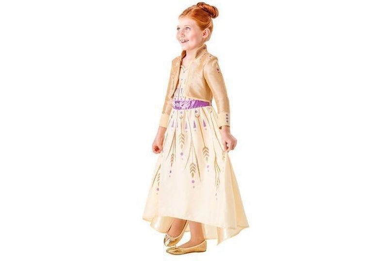 Anna Frozen 2 costume for girls with glitter dress, perfect for magical playtime at home.