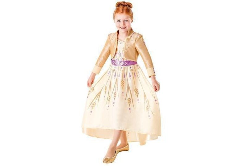 Anna Frozen 2 costume featuring glitter dress for girls pretend play and dress-up fun.