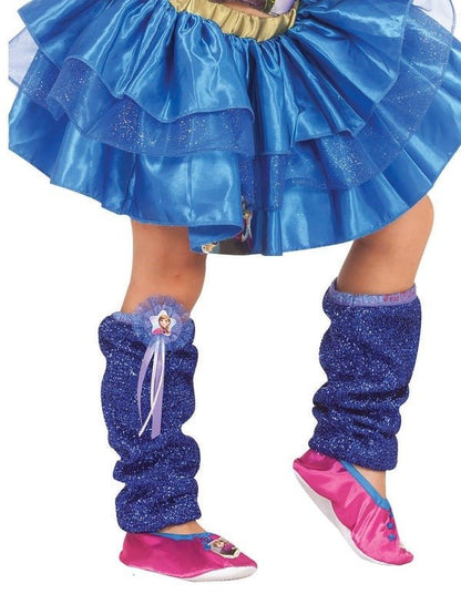 Disney Frozen Anna leg warmers with sparkly design for kids costume accessorizing at home.