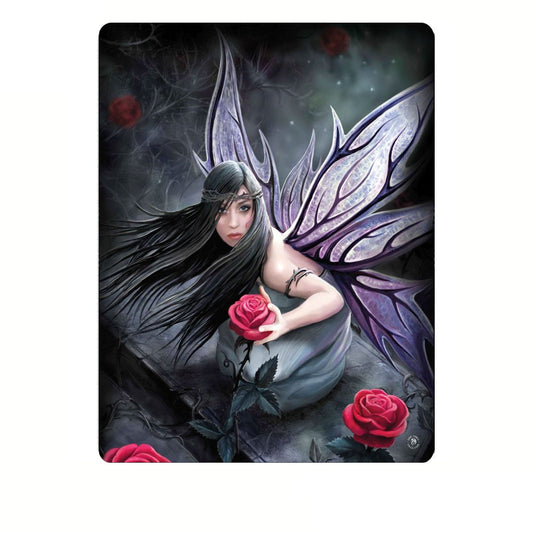 An enchanting rose fairy design on a cozy polar fleece throw blanket for kids rooms.