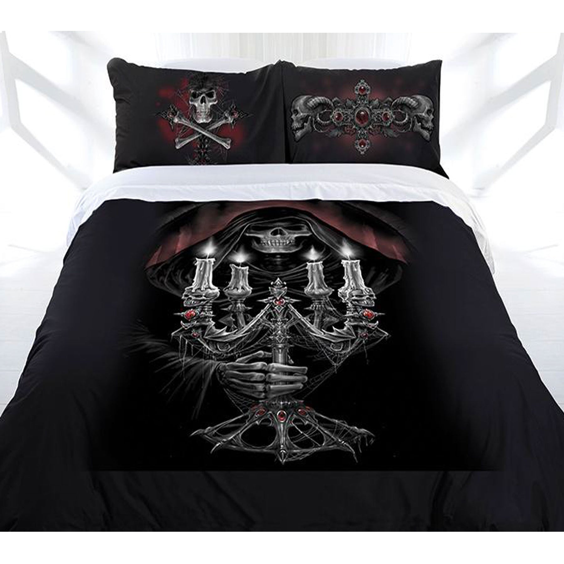 Anne Stokes Gothic Candelabra Queen Quilt Cover Set for kids gothic-themed bedroom decor.