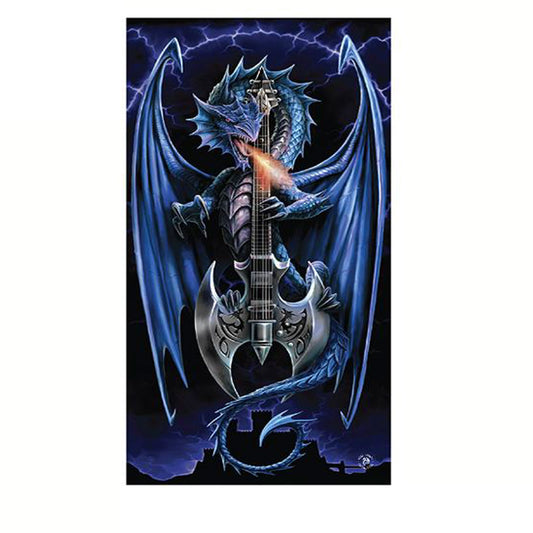 Anne Stokes Powerchord fantasy art beach towel featuring vibrant, enchanting design for kids.