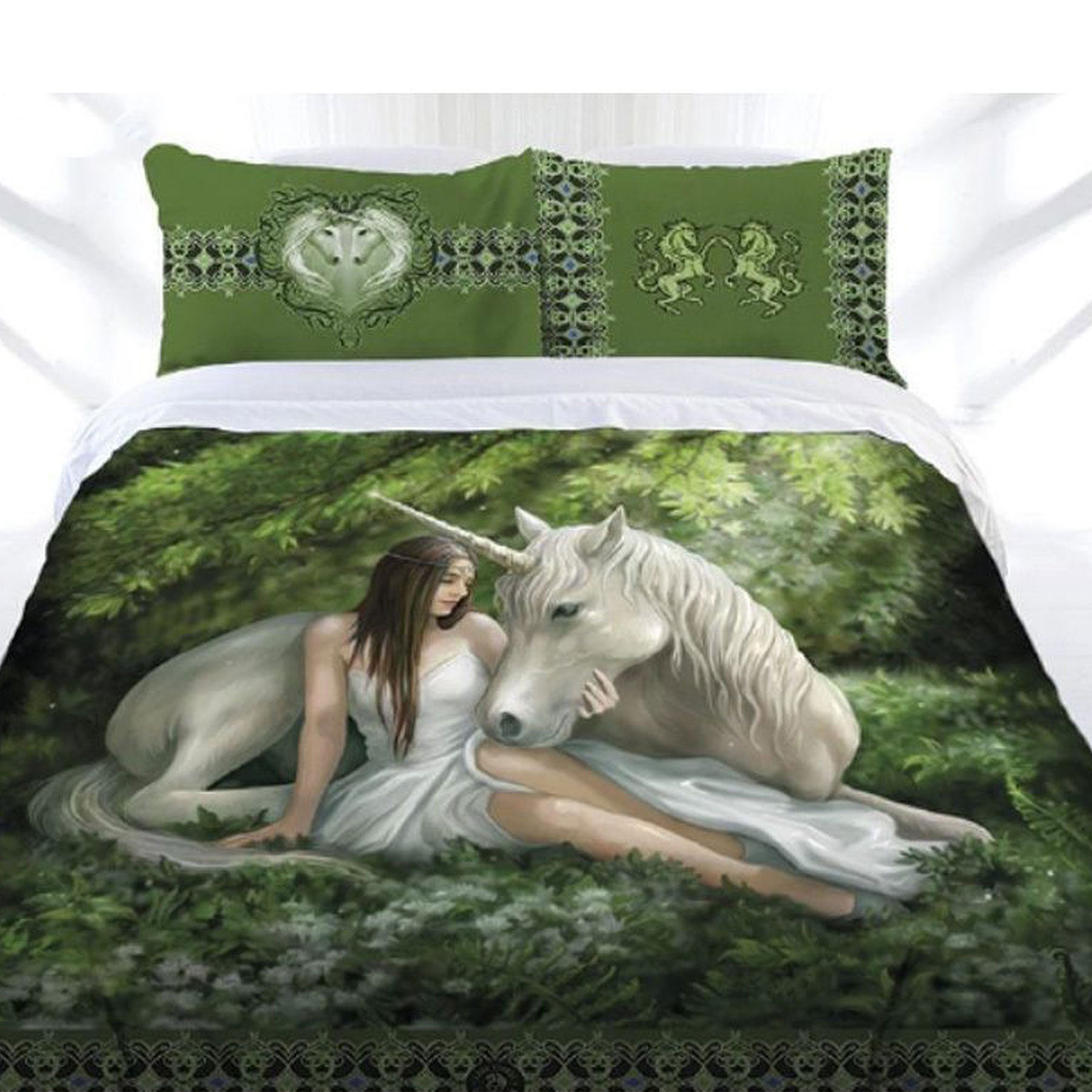 Anne Stokes Pure Heart Unicorn Quilt Cover Set for magical kids bedding enchantment.