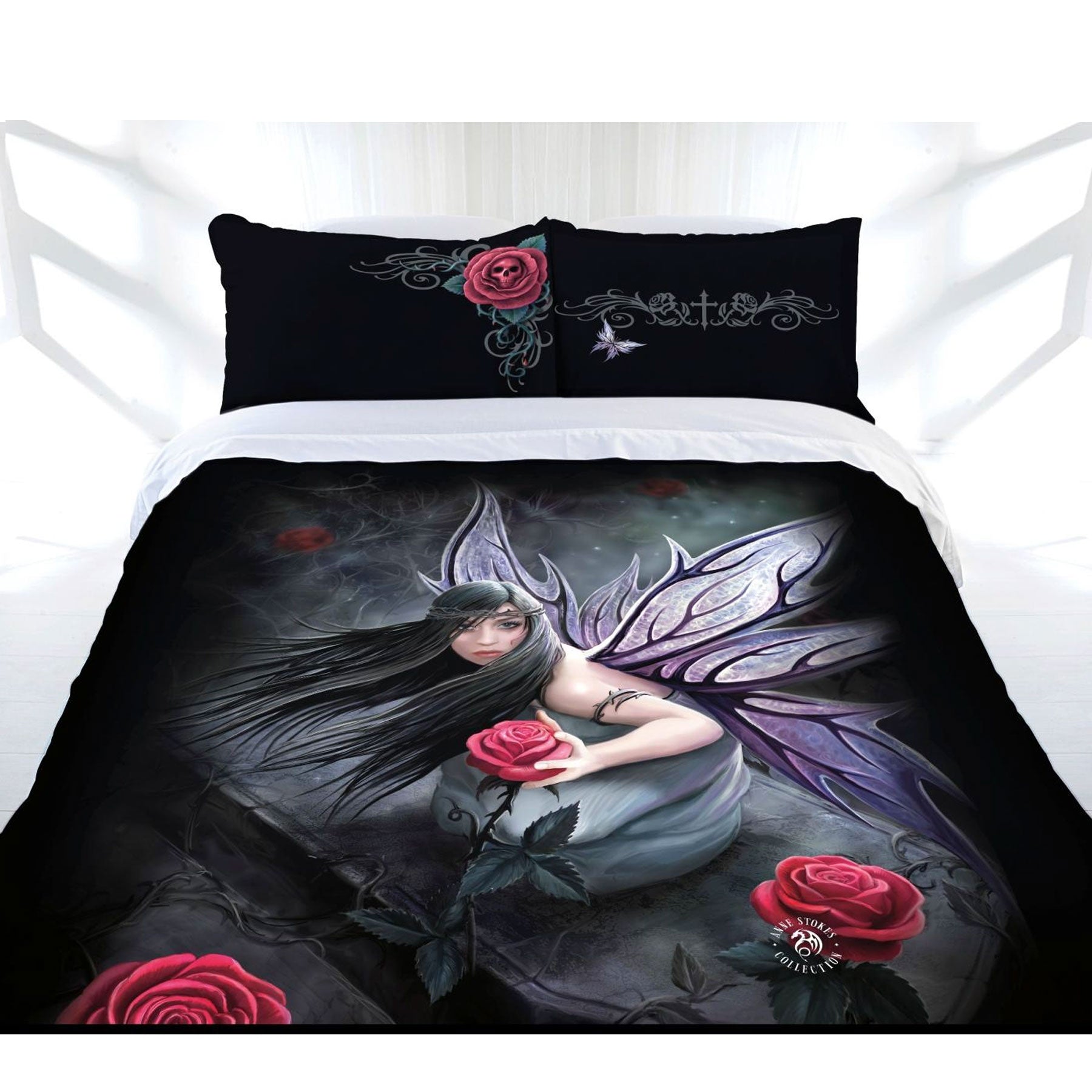 Anne Stokes Rose Fairy Double Quilt Cover Set - Imaginative fantasy decor for kids bedrooms.