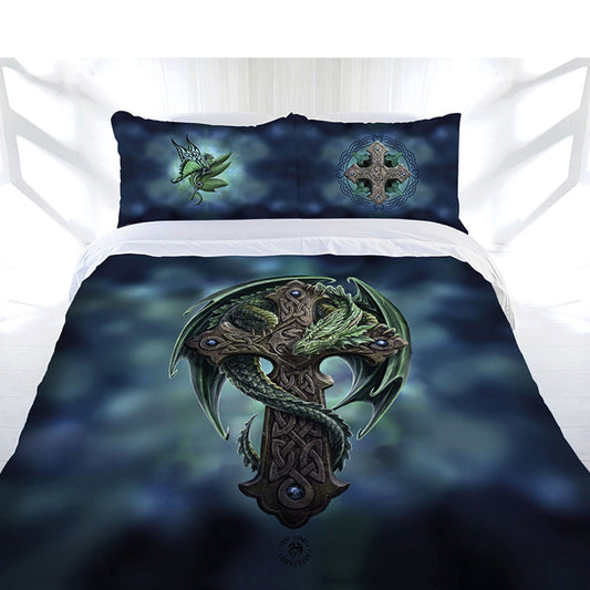 Anne Stokes Woodland Guardian Dragon Quilt Cover Set - Gothic Double Bedding for kids bedrooms.