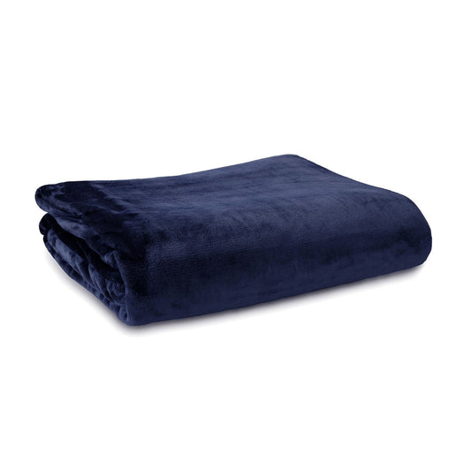 Soft navy plush blanket designed for kids, cozy single size throw for home use.