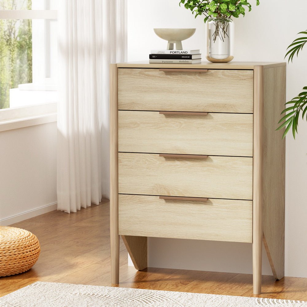 Artiss 4-Drawer Oak Chest from Inez Collection - Ideal Kids Bedroom Storage Solution