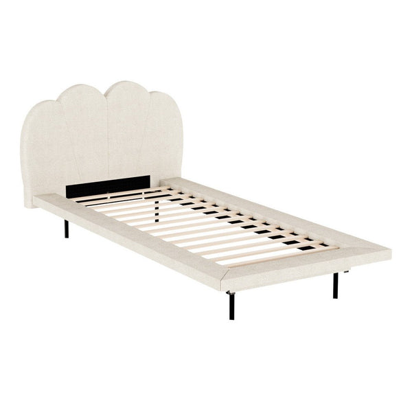 Artiss Bed Frame Single Size Boucle Beige SASA - Kids Mega Mart