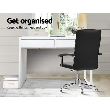 White teen computer desk with drawer for organized study space, perfect for kids bedrooms.