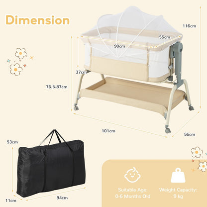 Portable 3 in 1 Baby Bassinet with Height and Tilt Adjustment for versatile infant comfort.