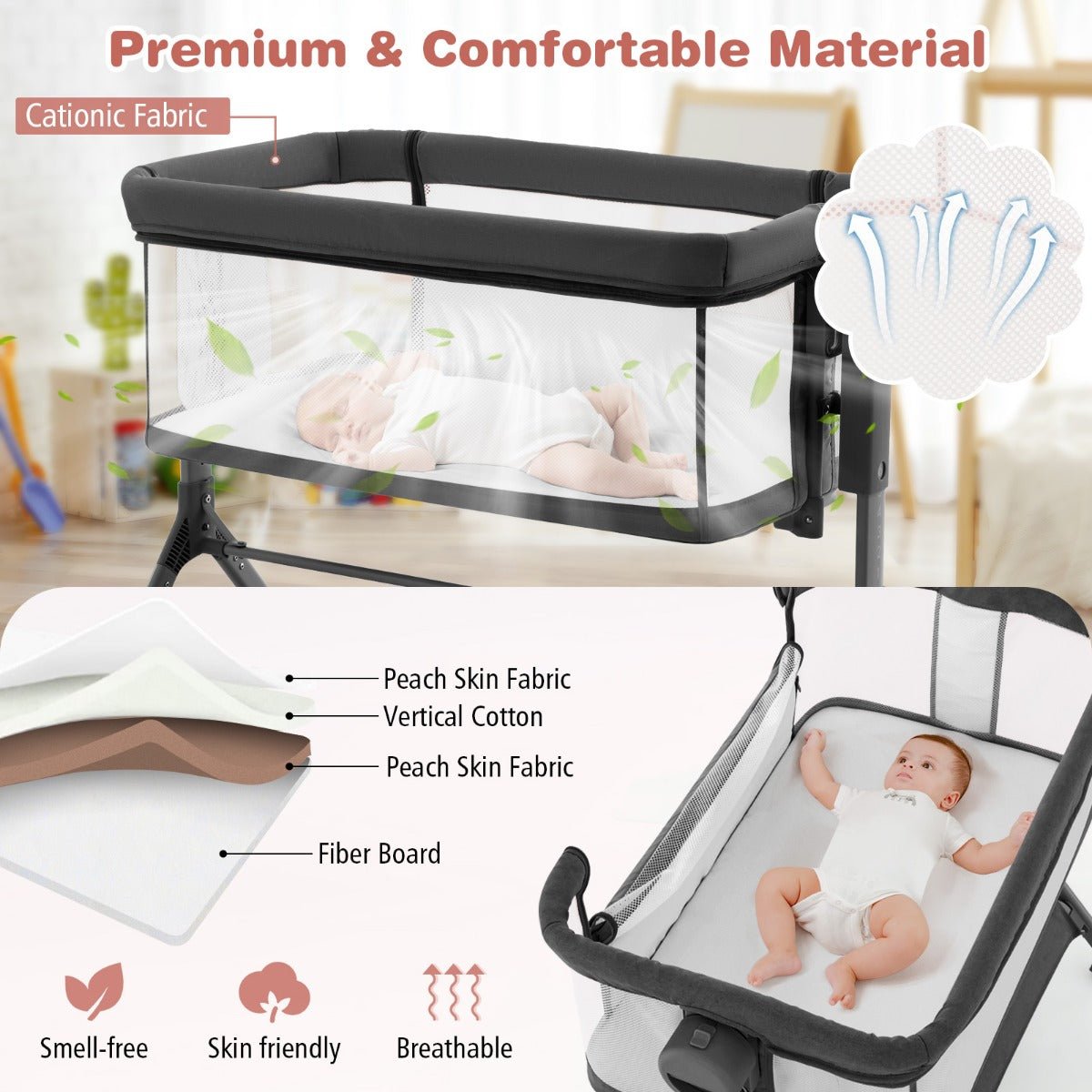 Versatile 3 in 1 baby travel cot with adjustable height for convenient home use.