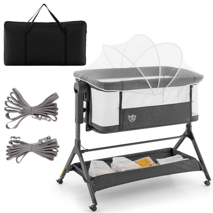 3-in-1 baby travel cot with adjustable height for versatile home use.