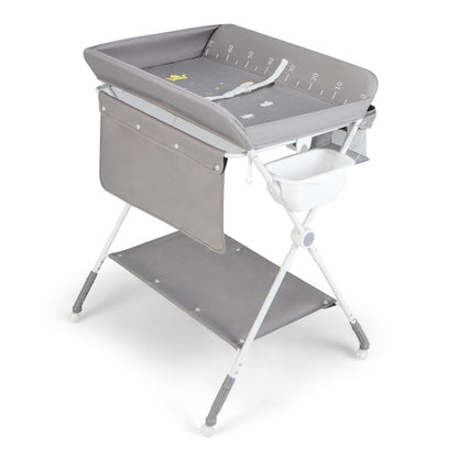 Folding Baby Changing Table with Storage | Grey Adjustable Height