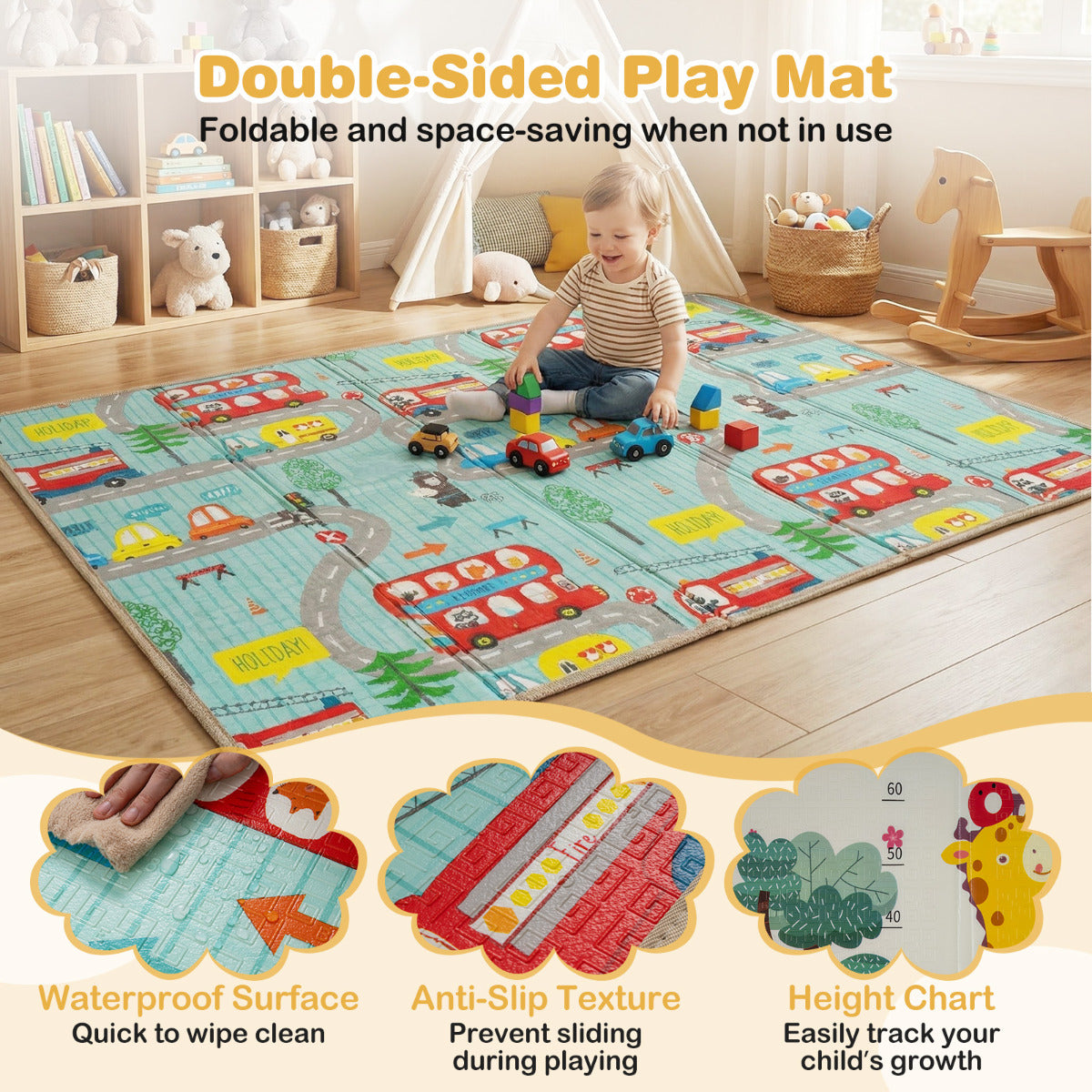 Grey Baby Playpen | Extra Large with Foldable XPE Mat & Mesh