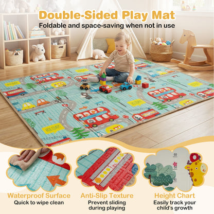Grey Baby Playpen | Extra Large with Foldable XPE Mat & Mesh