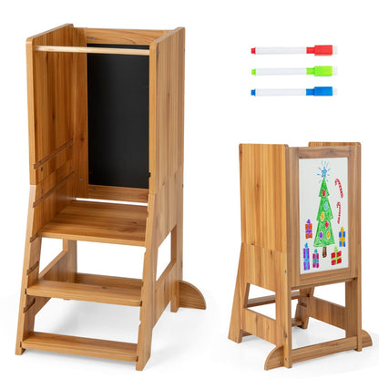 Learning Tower | Natural Wood Step Stool & Drawing Board