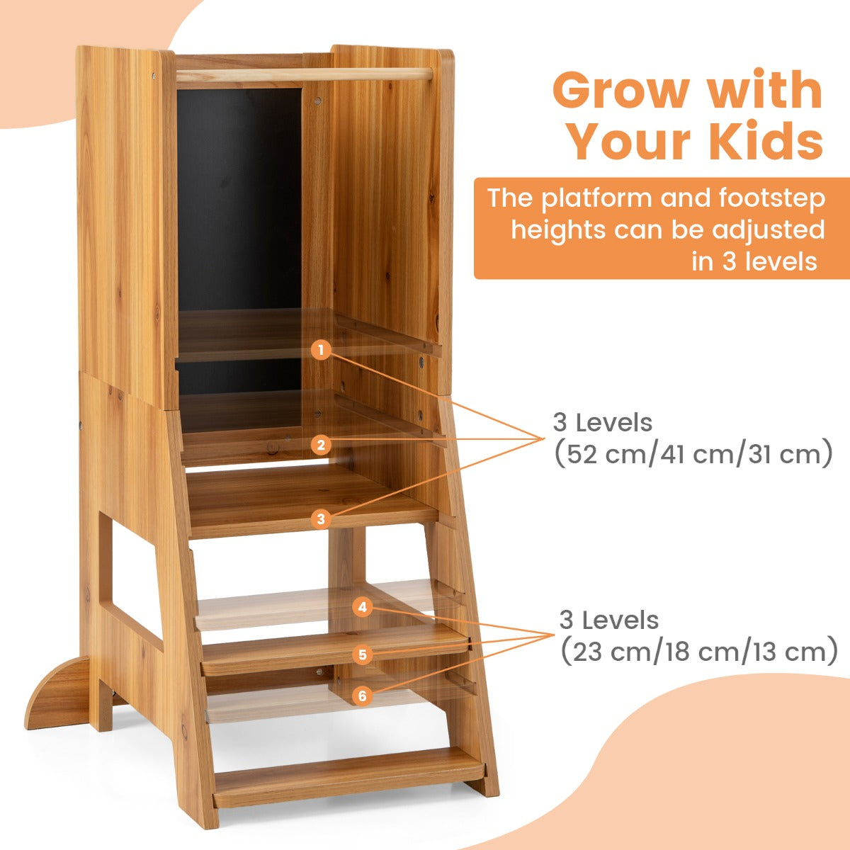 Learning Tower | Natural Wood Step Stool & Drawing Board