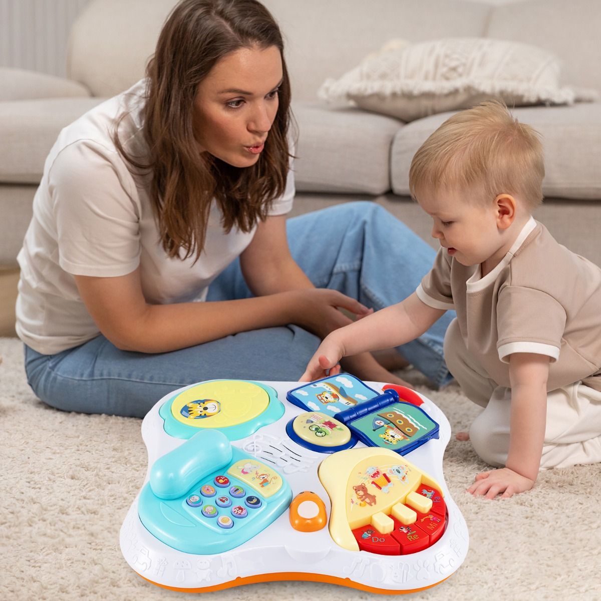 Baby Activity Center | White Adjustable 3-in-1 Fun Tabletop