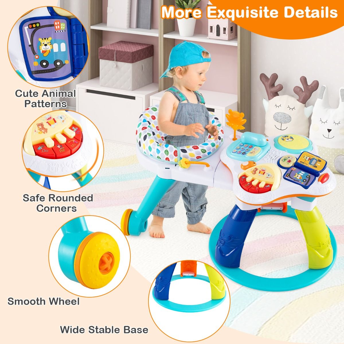 Baby Activity Center | White Adjustable 3-in-1 Fun Tabletop