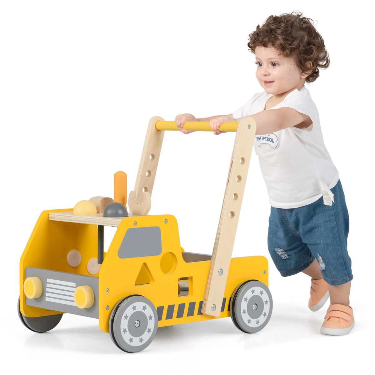 Wooden Baby Walker | Adjustable Speed Yellow Truck Toy