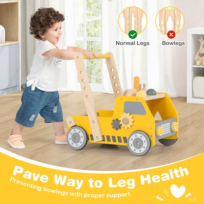 Wooden Baby Walker | Adjustable Speed Yellow Truck Toy
