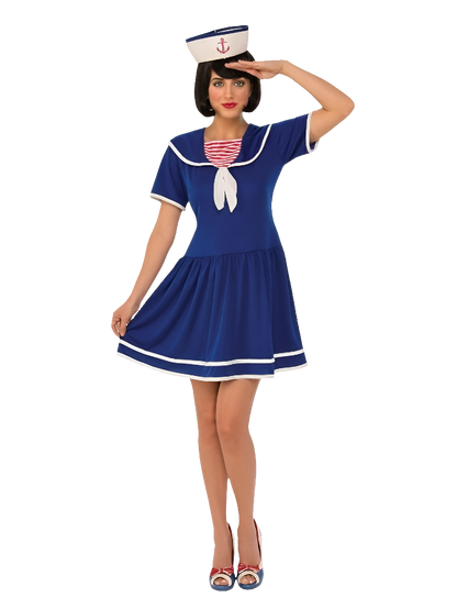 Nautical Sailor Lady Adult Costume | Blue & White