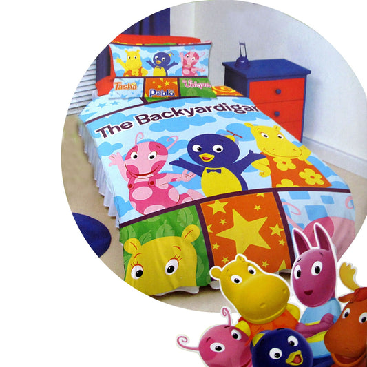 Colorful Backyardigan Kids Quilt Cover Set, perfect bedding for cartoon-loving childrens rooms.