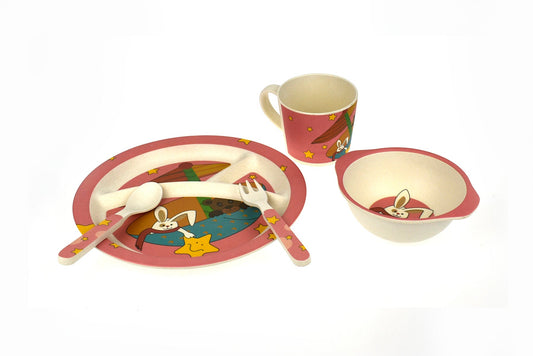 Bamboozoo Star Rabbit Dinnerware set - playful, durable dishes for kids meals at home.