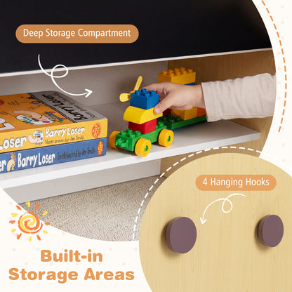 Bear Kids Art Table & Chair Set | 3-in-1 Natural White Desk