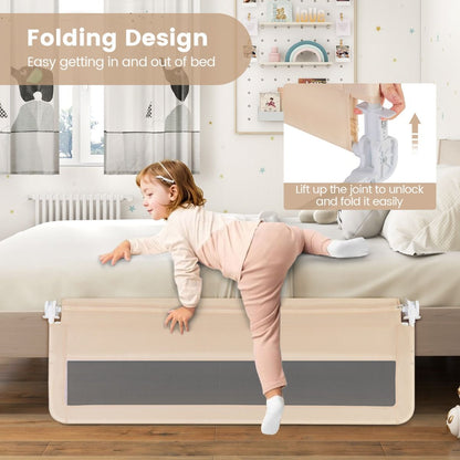 Adjustable Toddler Bed Rail with Mesh Guard | Beige Safety