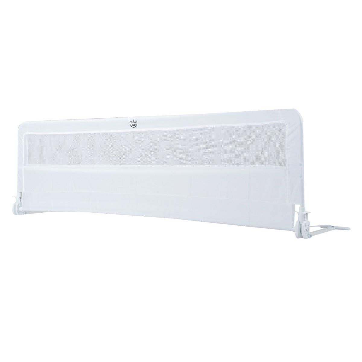Costway 180 x 56 cm Foldable Mesh Bed Rail with Safety Straps for Toddlers-White