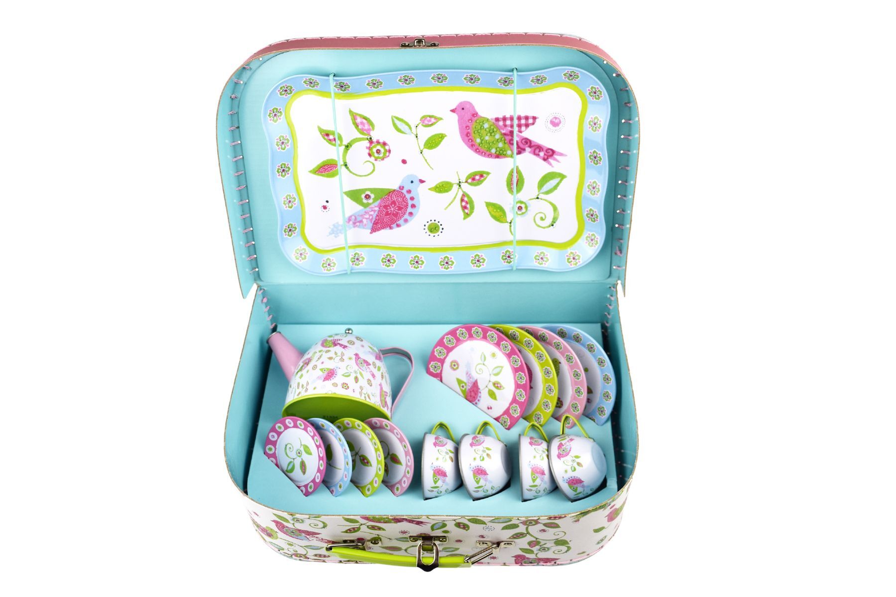 Bird Tin Tea Set Suitcase - Kids Mega Mart