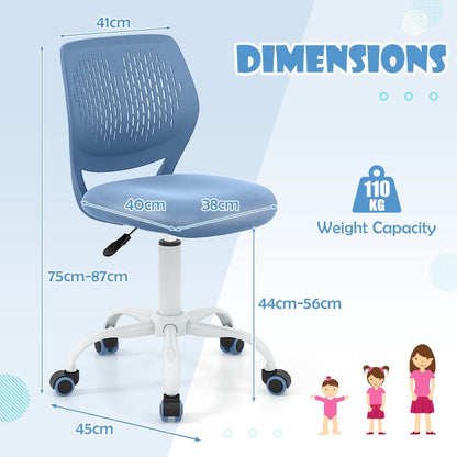 Adjustable blue ergonomic desk chair designed for kids comfort during study time at home.