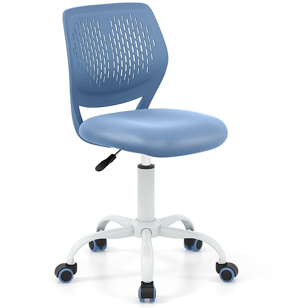 Blue adjustable ergonomic desk chair designed for kids comfort and study needs at home.