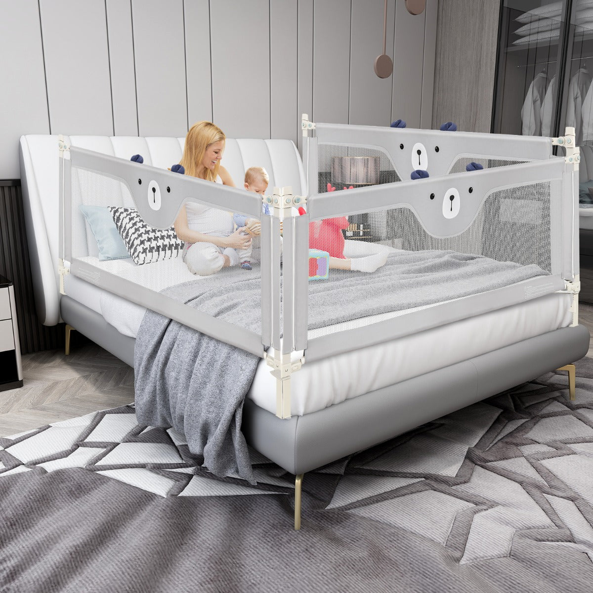 Costway Vertical Lifting Bed Rail with Double Lock for Toddler