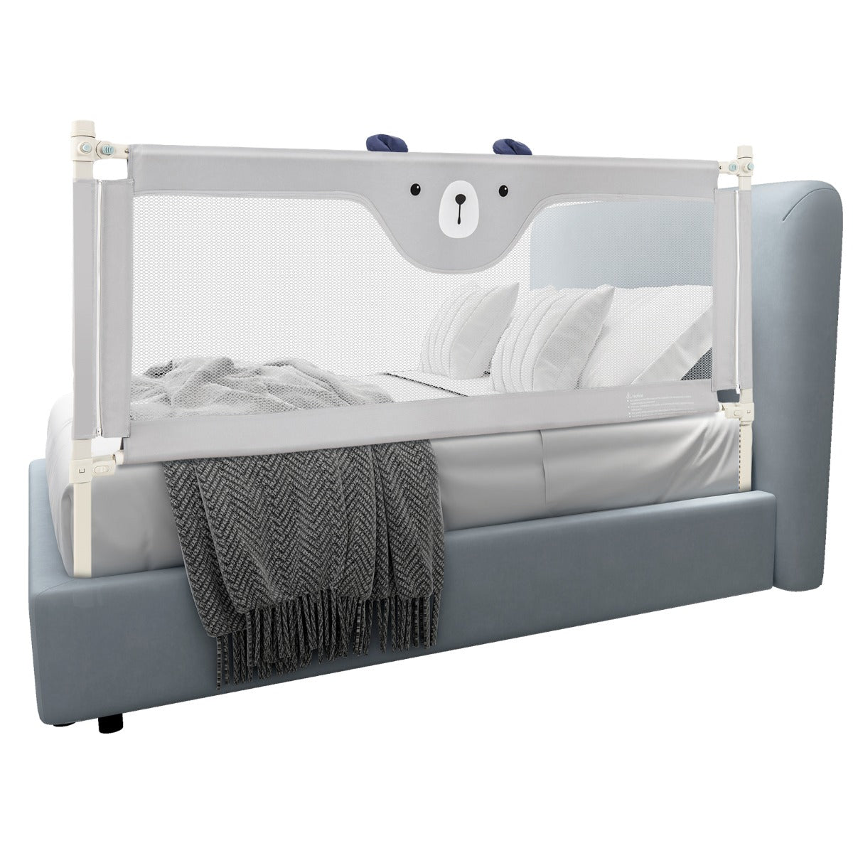 Grey Vertical Lifting Toddler Bed Rail | Double Lock & 24 Heights