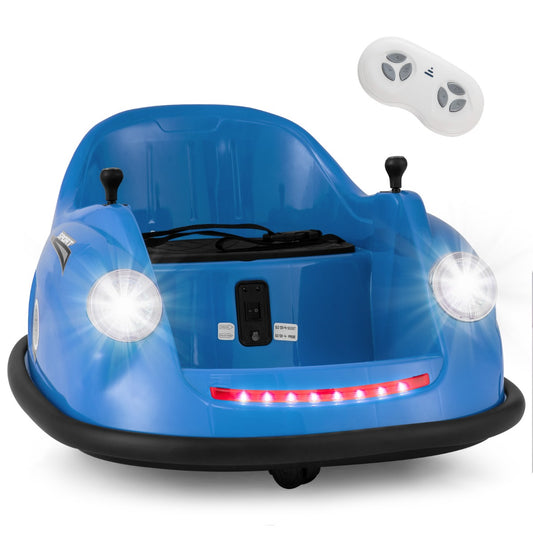 Navy electric bumper car for kids aged 2-5 with remote control, perfect for home fun.