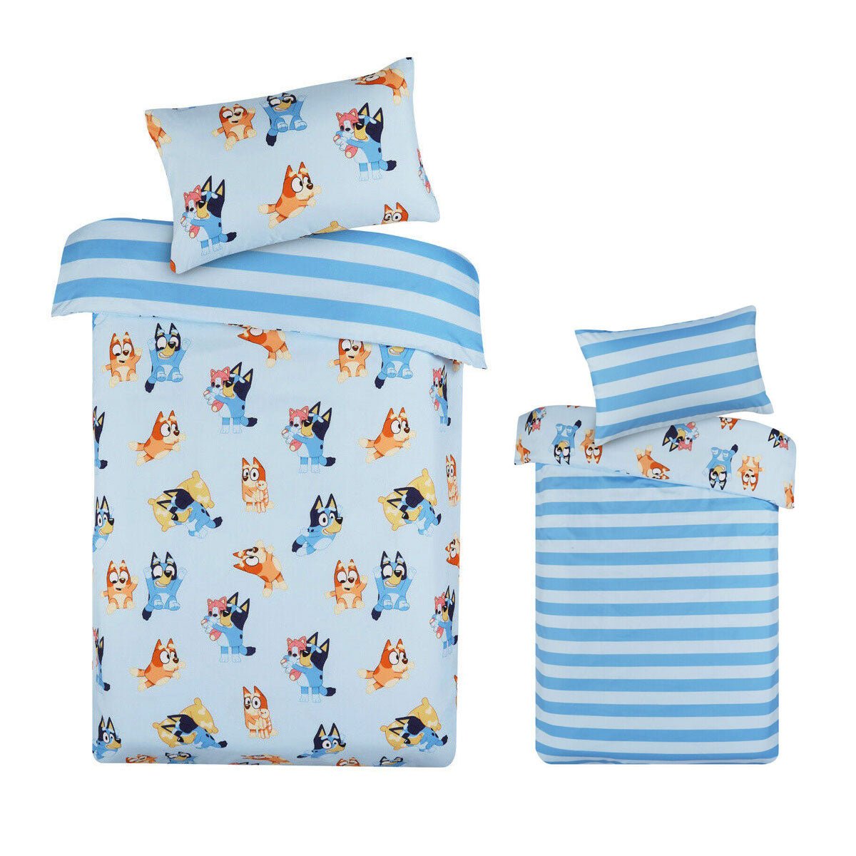 Caprice Bluey Bingo Quilt Cover Set - Reversible stripes, licensed design for kids bedroom.