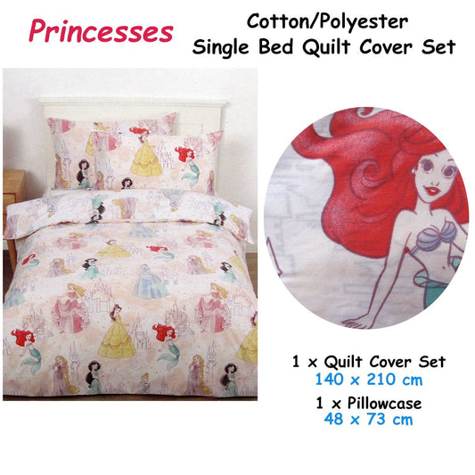 Disney Princess Pink Quilt Cover Set for kids beds - enchanting licensed bedding design